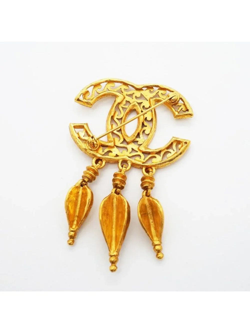 Chanel Brooch Vintage CC Logo Gold Plated